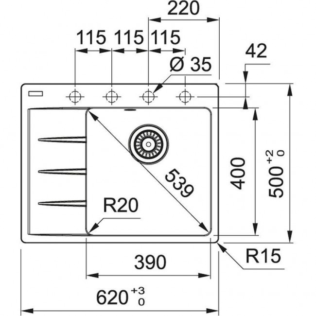 Franke Centro CNG 611-62 TL 114.0630.458
