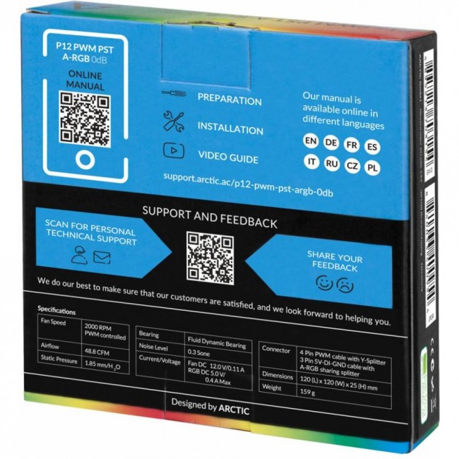 Arctic P12 PWM PST A-RGB 0dB Black (ACFAN00231A)
