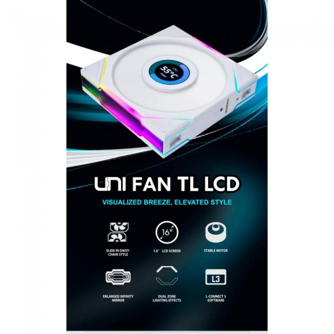 Lian Li Uni Fan TL LCD 120 White 3-Pack (G99.12TLLCD3W.00)