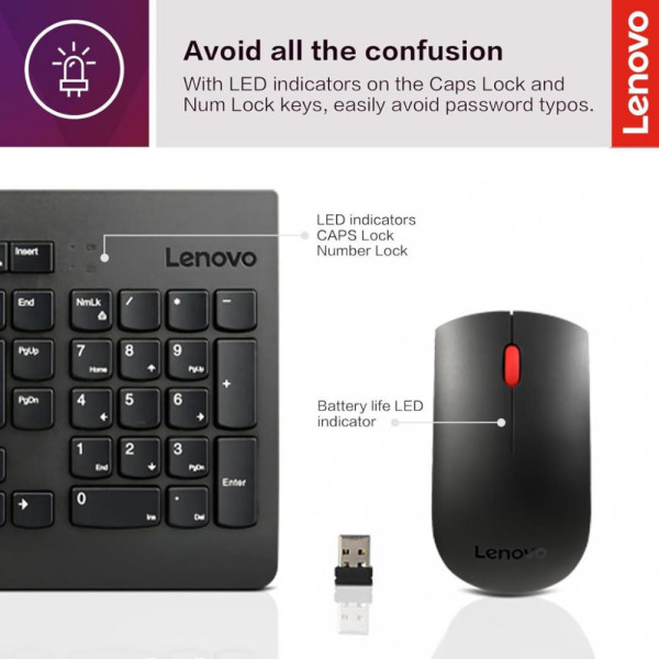 Комплект (клавиатура + мышь) Lenovo 510 Wireless Combo (GX31D64836)