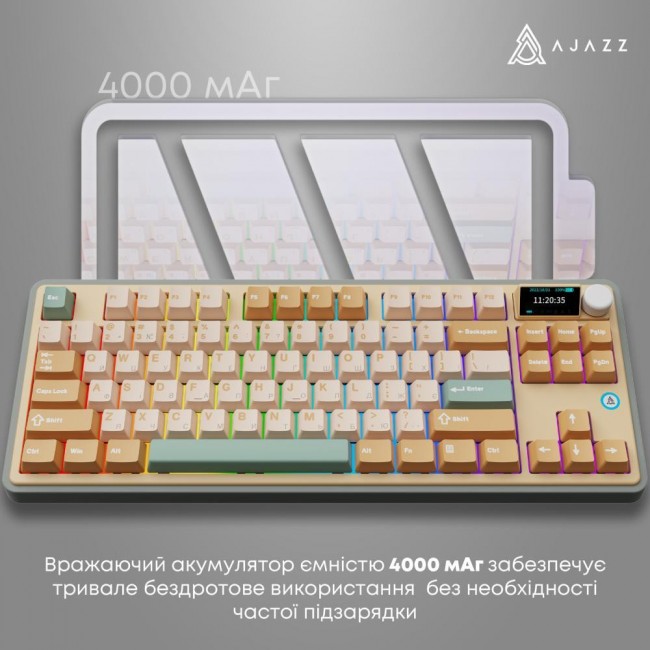 Ajazz AK870 Jasmine Switch Yellow RGB With Screen (AK870-JS-YWG)