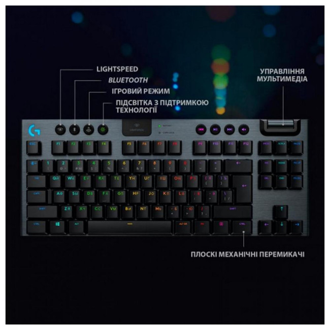 Клавиатура Logitech G915 Gaming TKL Tenkeyless LIGHTSPEED RGB GL CLICKY Black (920-009537)