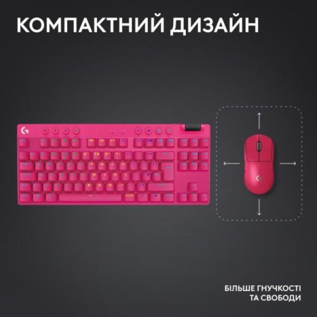 Клавиатура Logitech G Pro X TKL Lightspeed Tactile Magenta (920-012159)