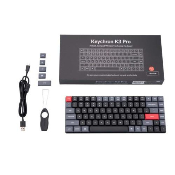 Клавиатура Keychron K3 PRO Gateron Brown BT/USB LowProfile QMK UA RGB Black (K3PB3_KEYCHRON)