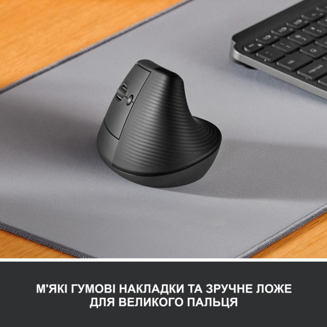 Мышь Logitech Lift Left Vertical Ergonomic Wireless/Bluetooth Graphite (910-006474)