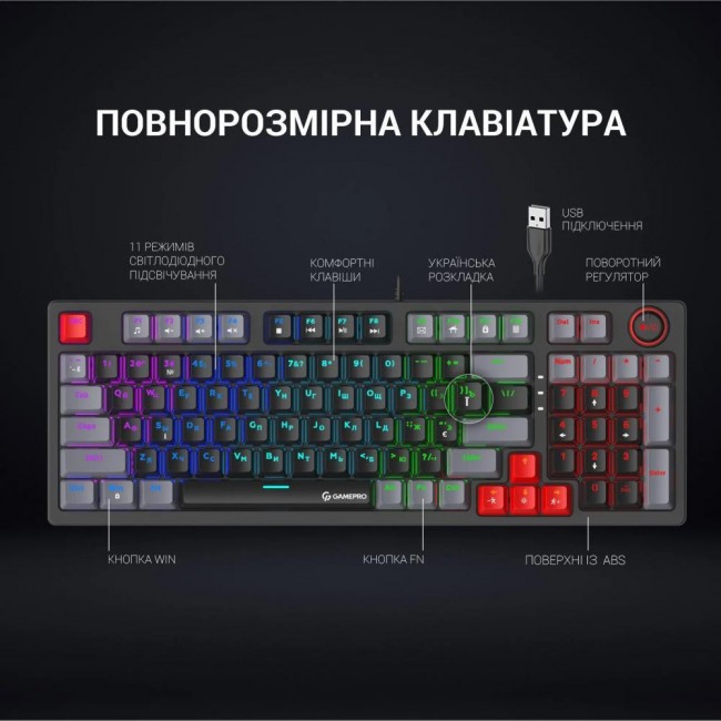 GamePro MK120 Blue Switches USB Black (MK120B)
