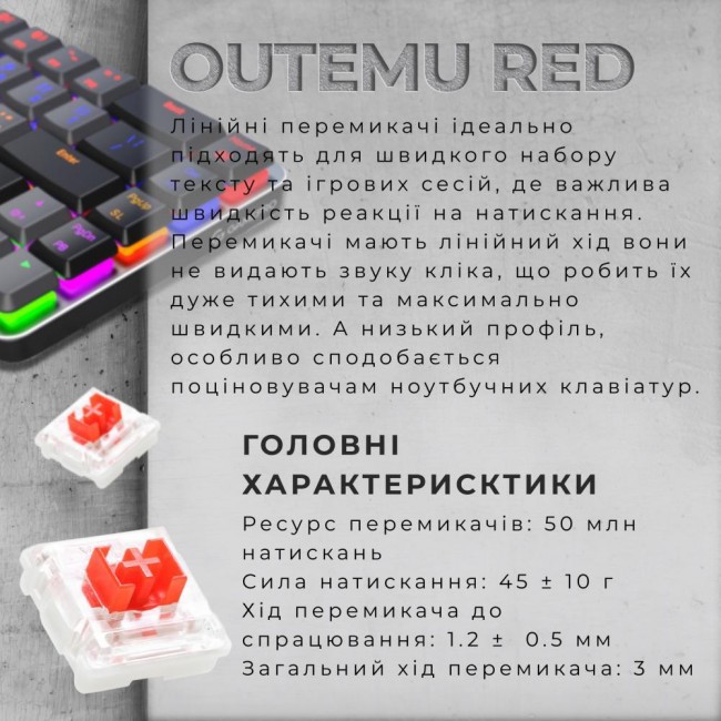 GamePro MK122R Red Switch Low Profile Dark Gray
