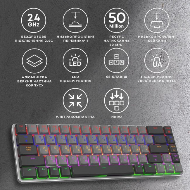GamePro MK122R Red Switch Low Profile Dark Gray