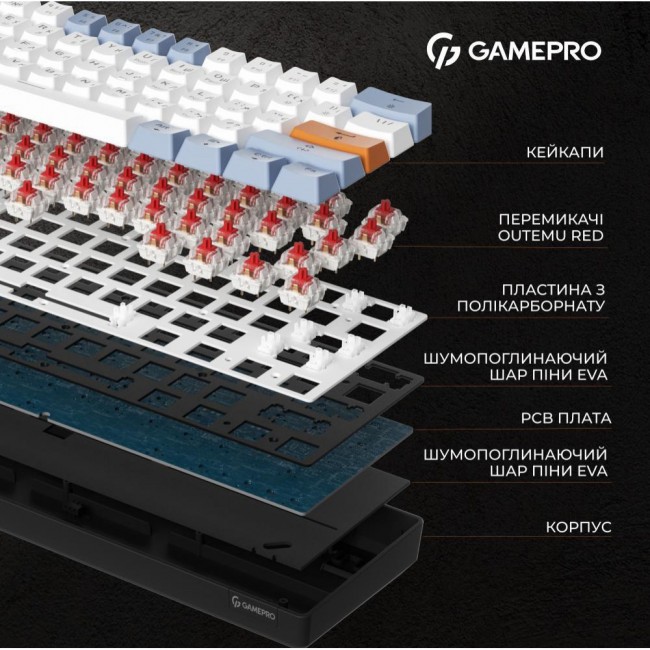 Клавиатура GamePro MK130 Outemu Red Hot-Swap Switch Black