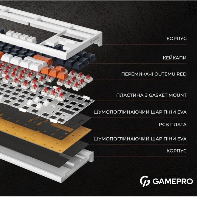 Клавиатура GamePro MK180 Outemu Red Hot-Swap Switch White