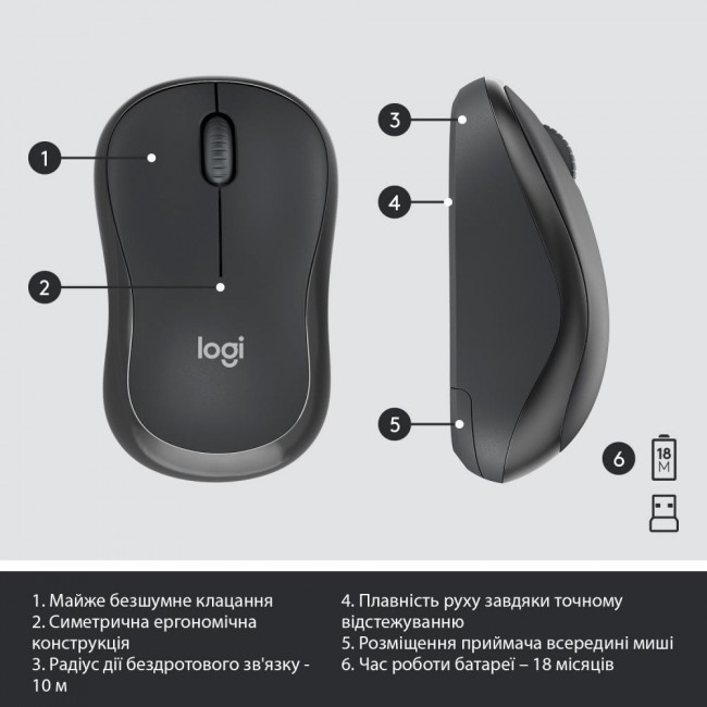 Logitech MK295 Silent Graphite UA (920-009807, 920-009800)