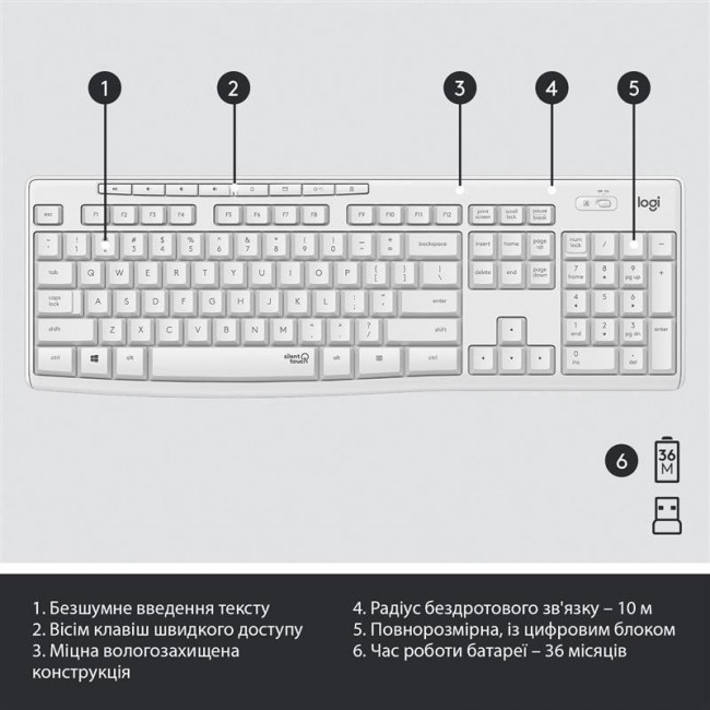 Logitech MK295 Silent Off-White UA (920-009824)