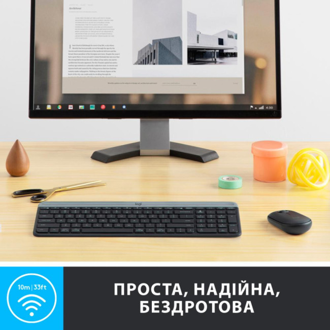 Клавиатура Logitech MK470 Wireless Slim Graphite UA (920-009204)