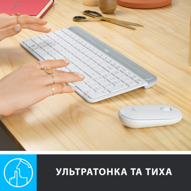 Клавиатура Logitech MK470 Wireless Slim Off-White UA (920-009205)