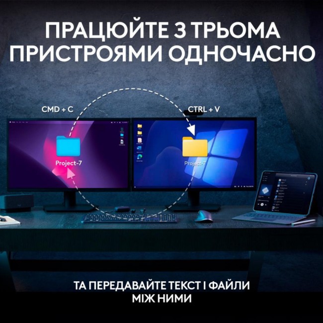 Беспроводная клавиатура и мышь Logitech MX Keys S PLUS PALMREST + MX Master 3S Combo Graphite UA (920-011614)
