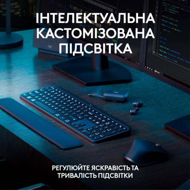 Беспроводная клавиатура и мышь Logitech MX Keys S PLUS PALMREST + MX Master 3S Combo Graphite UA (920-011614)