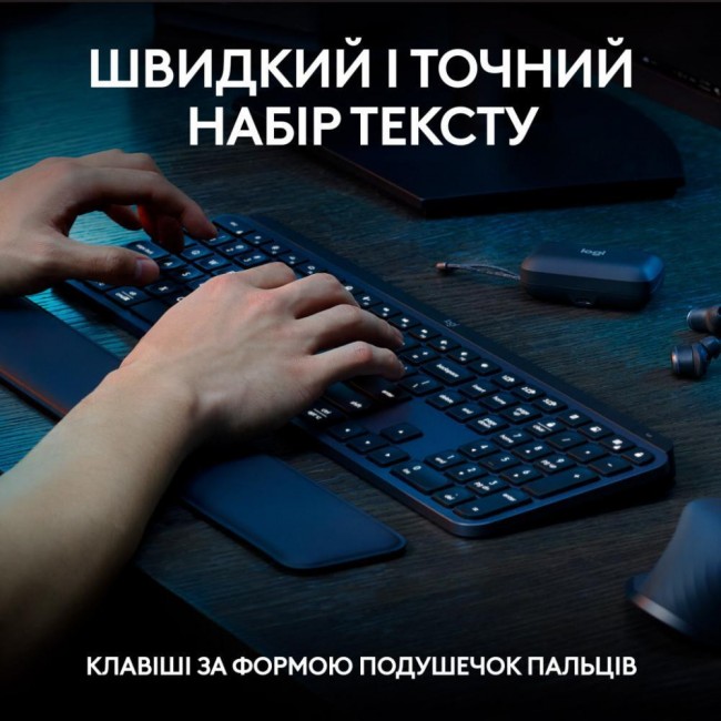 Беспроводная клавиатура и мышь Logitech MX Keys S PLUS PALMREST + MX Master 3S Combo Graphite UA (920-011614)