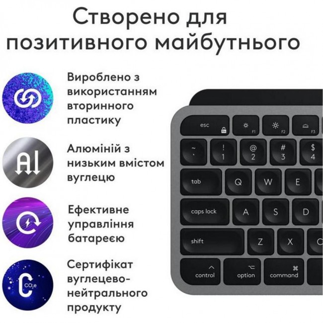 Клавиатура Logitech MX Keys S for Mac Space Gray (920-011637)