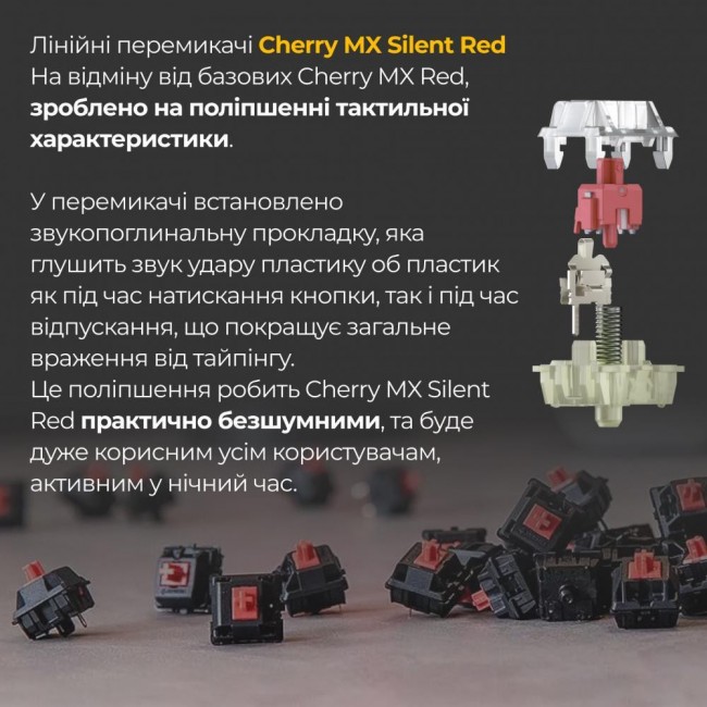 Ducky One 3 TKL Cherry MX Silent Red RGB UA USB Black (DKON2187ST-SUAPXCLAWSC1)