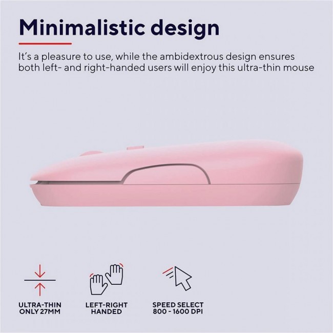 Trust Puck Rechargeable Ultra-Thin BT WL Silent Pink (24125)