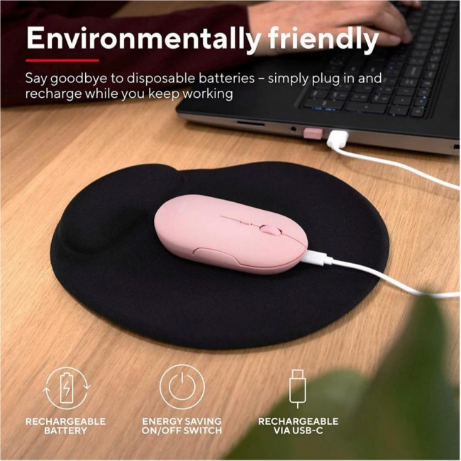 Trust Puck Rechargeable Ultra-Thin BT WL Silent Pink (24125)