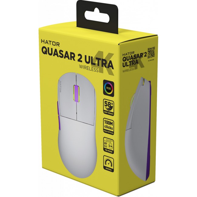 Компьютерная мышь HATOR Quasar 2 Ultra 4K Wireless White/Lilac (HTM571WL)