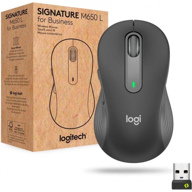 Logitech Signature M650 L Wireless Mouse for Business Graphite (910-006348)