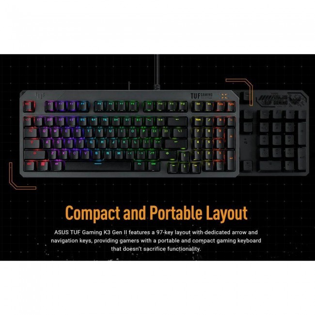 Клавиатура ASUS TUF Gaming K3 Gen II Optical-Mech Switch Black (90MP0390-BKMA00)