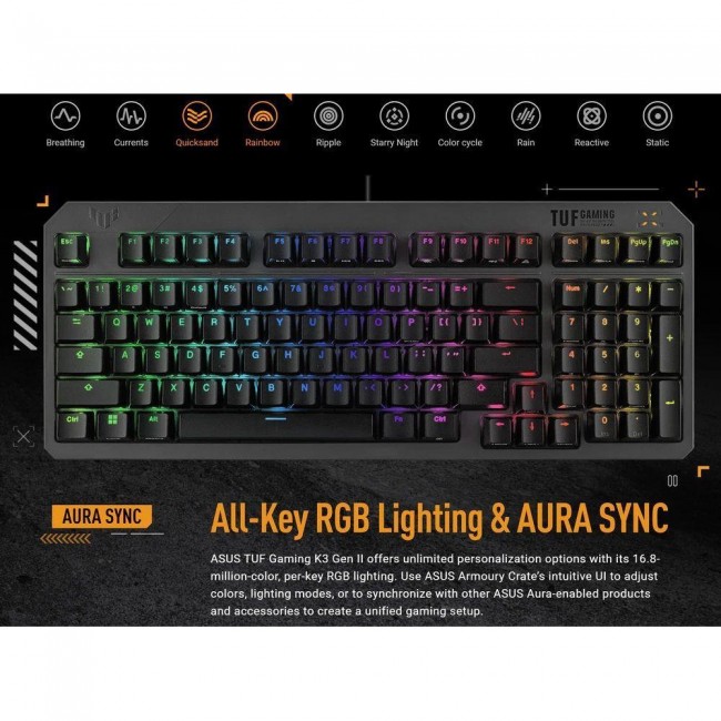 Клавиатура ASUS TUF Gaming K3 Gen II Optical-Mech Switch Black (90MP0390-BKMA00)