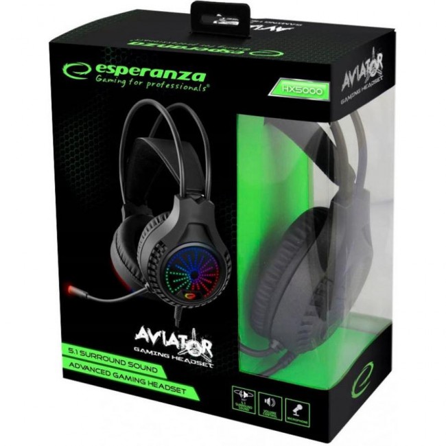 Esperanza Aviator RGB 5.1 Black (EGH5000)
