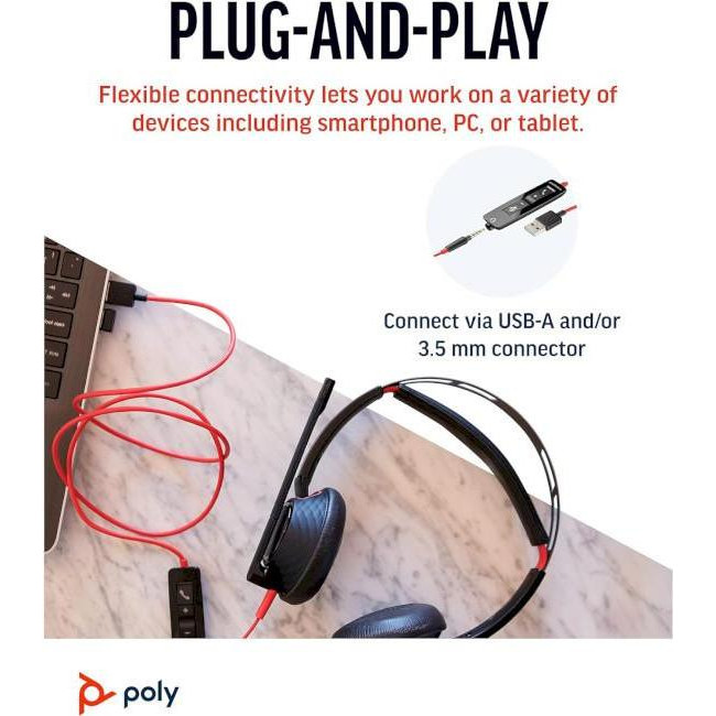POLY BlackWire 5220 USB-A HS Stereo Black (80R97AA)