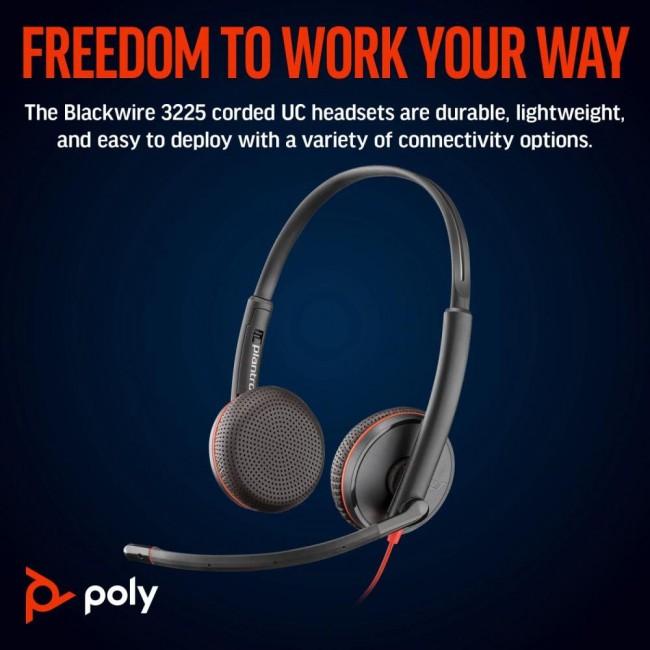 POLY BlackWire C3225 USB-C HS Stereo Black (8X229A6)