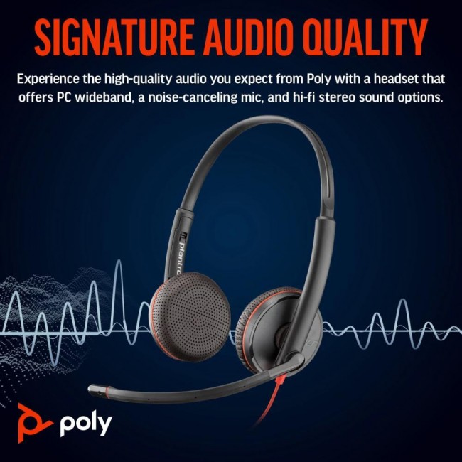 POLY BlackWire C3225 USB-C HS Stereo Black (8X229A6)