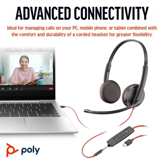 POLY BlackWire C3225 USB-C HS Stereo Black (8X229A6)