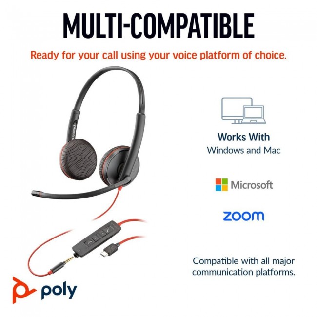 POLY BlackWire C3225 USB-C HS Stereo Black (8X229A6)