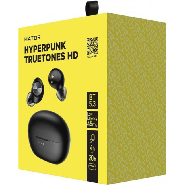 Бездротові навушники вакуумні HATOR Hyреrpunk Truetones HD Black (HTA-415)