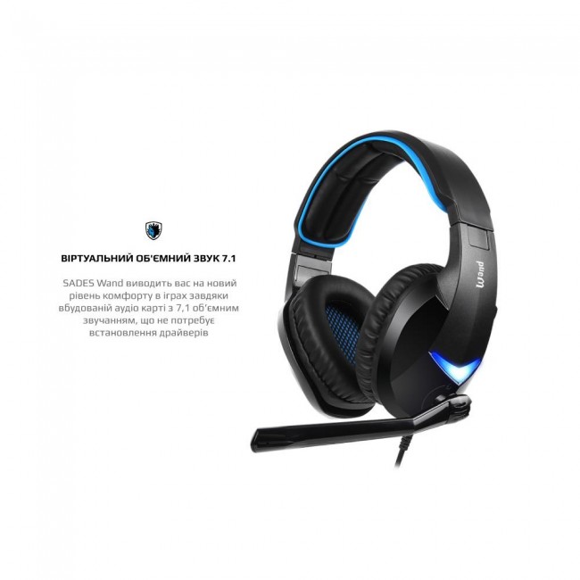 Sades SA-914 Wand LED 7.1 Virtual Surround Black/Blue (SA914BKU)
