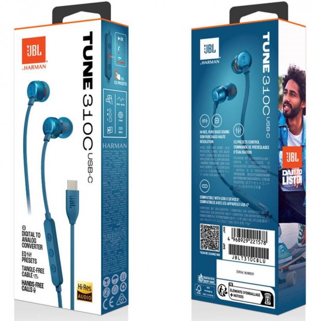 Наушники JBL Tune 310C Blue (JBLT310CBLU)