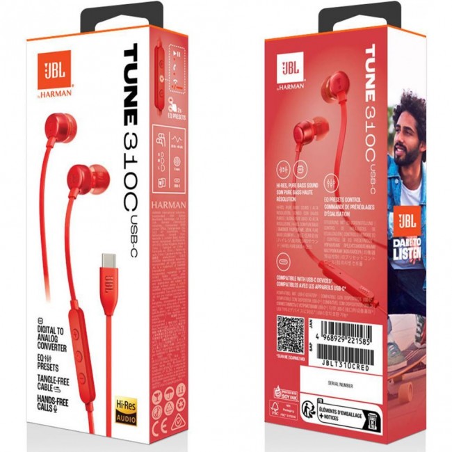 Наушники JBL Tune 310C Red (JBLT310CRED)