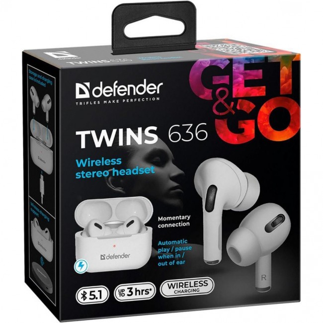 Defender Twins 636 WhiteTWS Pro Bluetooth (63636)