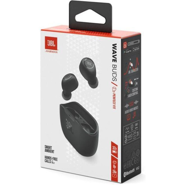 TWS JBL Wave Buds Black (JBLWBUDSBLK)