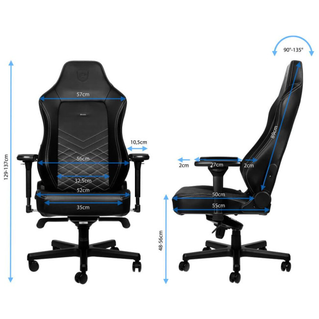 Кресло игровое Noblechairs Hero PU leather black/platinum white (NBL-HRO-PU-BPW)