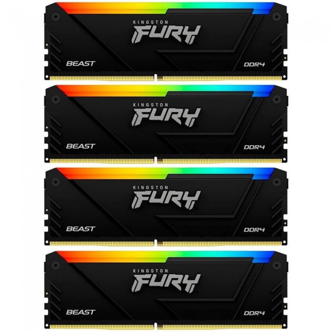 Оперативная память Kingston FURY 128 GB (4x32GB) DDR4 3200 MHz CL16 Beast RGB Black (KF432C16BB2AK4/128)