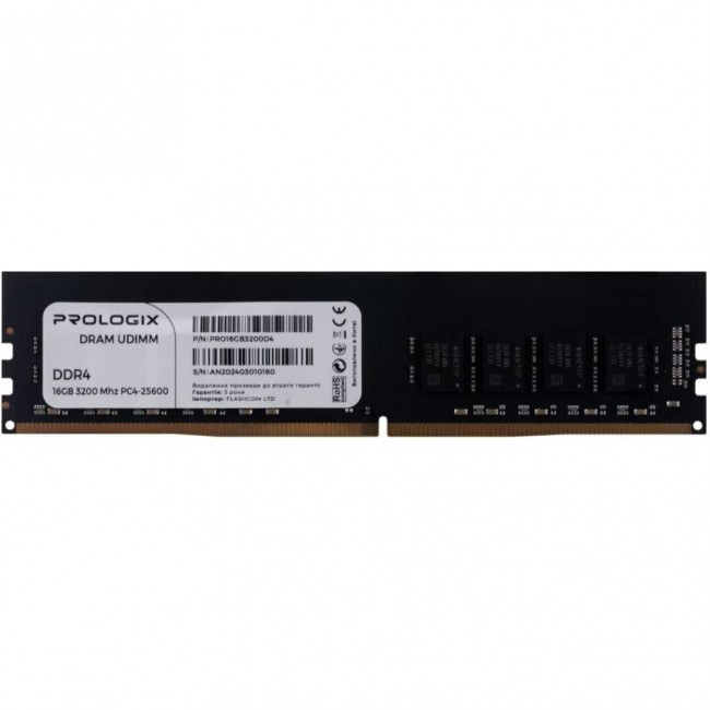 Prologix 16 GB DDR4 3200 MHz (PRO16GB3200D4)