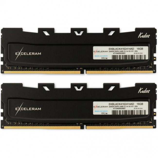 Оперативная память Exceleram 16 GB (2x8GB) DDR4 3200 MHz Kudos Black (EKBLACK4163216AD)