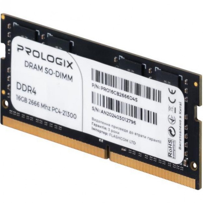 Оперативная память Prologix 16 GB SO-DIMM DDR4 2666 MHz (PRO16GB2666D4S)