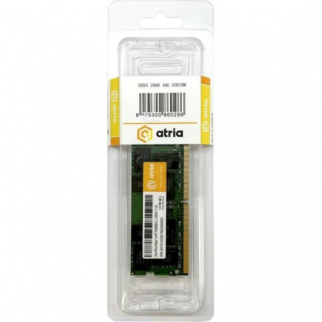 Оперативная память ATRIA 16 GB SO-DIMM DDR4 2666 MHz (UAT42666CL19SK1/16)