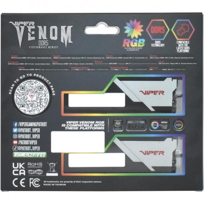 PATRIOT 32 GB (2x16GB) 6000 MHz VIPER VENOM RGB (PVVR532G600C36K)