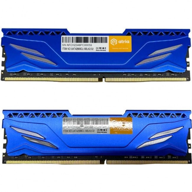 Оперативная память ATRIA 32 GB (2x16GB) DDR4 2666 MHz Fly Blue (UAT42666CL19BLK2/32)