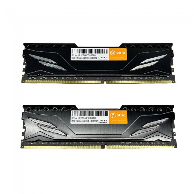 ATRIA 32 GB (2x16GB) DDR4 3200 MHz Fly Black  (UAT43200CL18BK2/32)